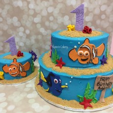 Finding Nemo Tiered Cake with matching Smash Cake