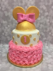 Pink and Gold Minnie Tiered Cake