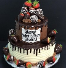 Chocolate Covered Strawberry Tier Cake