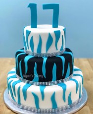 Zebra Aqua, Black and White Tier Cake