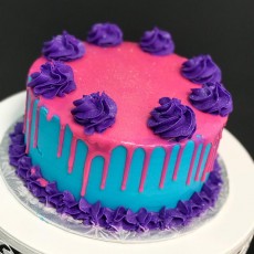 Pink Aqua Purple Drip Cake
