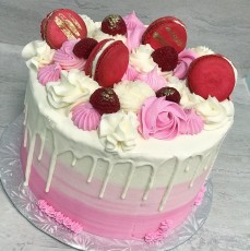 Pink Ombre Drip Cake