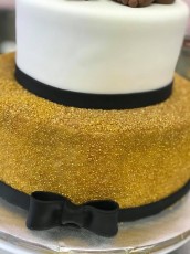 White and Gold Sprinkle tiered cake